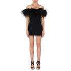 Saint Laurent Women's Feather-trimmed Crepe Off-the-shoulder Dress - Black