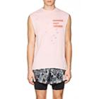 Satisfy Men's Possessed Distressed Cotton Muscle T-shirt-pink