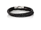 Caputo & Co Men's Braided Leather Double-wrap Bracelet