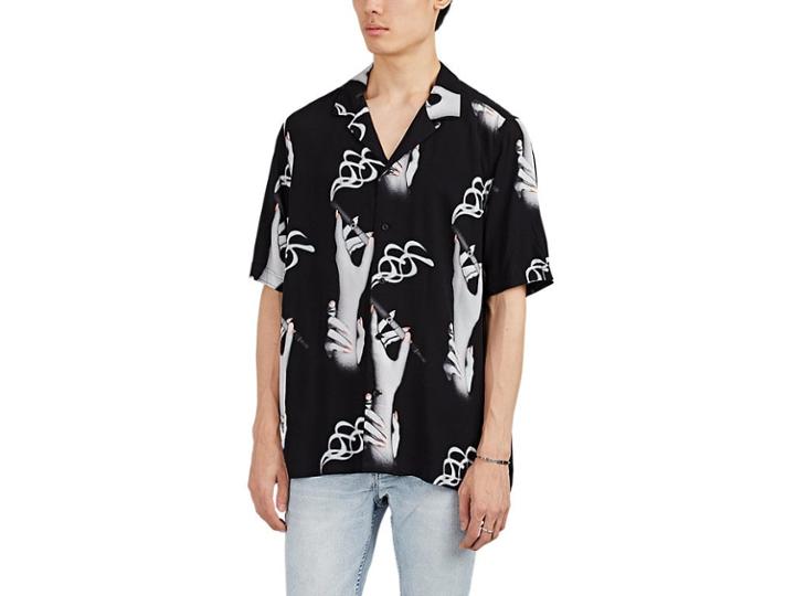 Ksubi Men's E-cigarette-graphic Plain-weave Short-sleeve Shirt