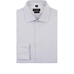 Barneys New York Men's Striped Cotton Poplin Dress Shirt-gray
