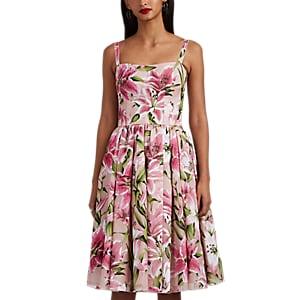 Dolce & Gabbana Women's Lily-flocked Organza Midi-dress - Pink