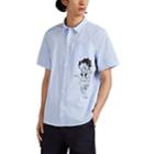 Ovadia & Sons Men's Betty Boop-print Striped Cotton Shirt - Blue