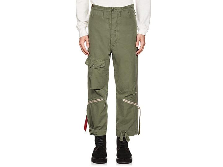 424xalphaxslamjam Men's Distressed Cotton Military Cargo Pants