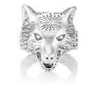 Gucci Men's Anger Forest Wolf-head Ring - Silver