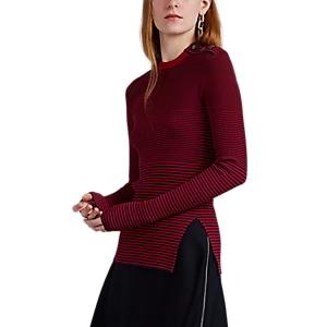 Cedric Charlier Women's Button-detailed Striped Rib-knit Sweater - Blue Pat.