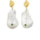 Anni Lu Women's Baroque Pearl Shell Earrings - Green