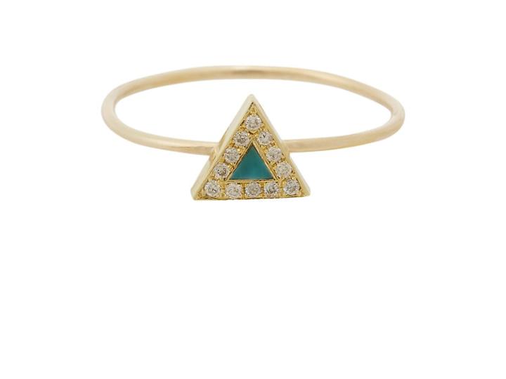Jennifer Meyer Women's Diamond & Turquoise Triangle Ring