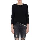 R13 Women's Distressed Cashmere Crewneck Sweater-black