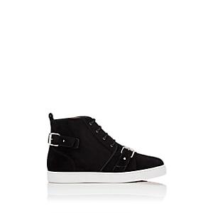 Christian Louboutin Men's Nono Strap Suede Sneakers-black