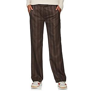 Boon The Shop Women's Striped Wool Flat-front Trousers - Gray Pat.