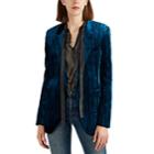 Saint Laurent Women's Textured Velvet Blazer - Blue