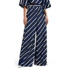 Akira Naka Women's Solana Striped High-rise Wide-leg Trousers - Blue