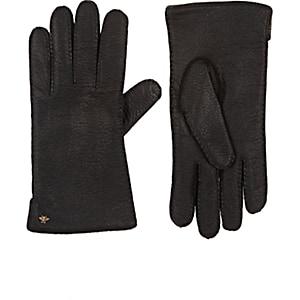Gucci Men's Grained Leather Gloves - Black