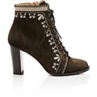 Christian Louboutin Women's Pichtoun Girl Embroidered Suede Ankle Boots-tyrol