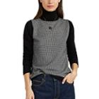 Barneys New York Women's Houndstooth Cashmere Turtleneck Sweater - Black
