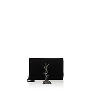Saint Laurent Women's Monogram Kate Velvet Chain Wallet - Black