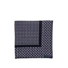 Lanvin Men's Geometric-print Silk Pocket Square - Navy