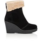 Mr & Mrs Italy Women's Suede & Shearling Wedge Ankle Boots-black