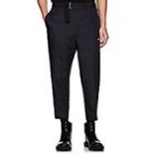 Oamc Men's Checked Wool Crop Trousers-navy