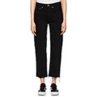 Re/done Women's High Rise Stovepipe Crop Jeans-black