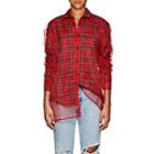 Y/project Women's Tulle-layered Plaid Flannel Blouse-red