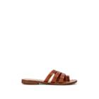 Fiveseventyfive Women's Lizard-stamped Leather Triple-band Sandals - Brown
