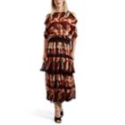 Fendi Women's Parakeet-pattern Silk Chiffon Midi-dress - Brown