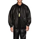 Willy Chavarria Men's Leather Oversized Jacket-black