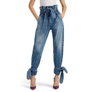 Re/done + The Attico Women's Pleated High-rise Jeans - Blue