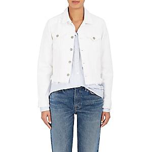 Grlfrnd Women's Cara Distressed Crop Denim Jacket-white