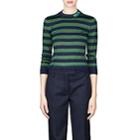 Prada Women's Metallic Wool-blend Striped Sweater - Green