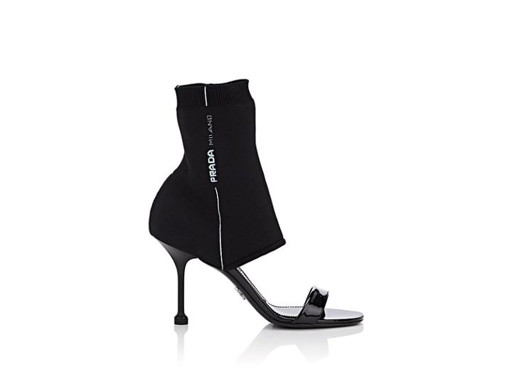 Prada Women's Patent Leather & Tech-knit Sock Sandals