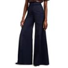 Pt01 Women's Matilde Washed Satin Wide-leg Trousers - Navy