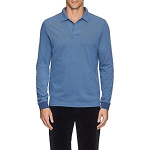 Loro Piana Men's Cotton Piqu Polo Shirt-blue