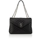 Saint Laurent Women's Monogram Loulou Large Leather Shoulder Bag-black