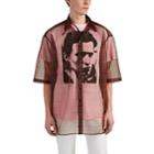 Raf Simons Men's Plaid Organza & Graphic Cotton 2-in-1 Shirt - Red