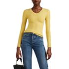 Joostricot Women's Stretch Cotton-blend V-neck Sweater - Yellow