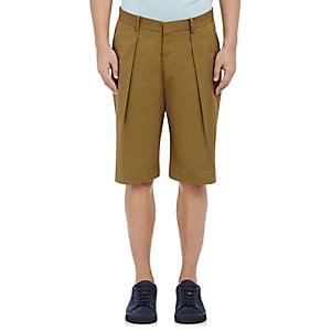 Tomorrowland Men's Twill Pleated-front Shorts - Beige, Khaki