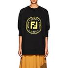 Fendi Women's Logo Cotton Fleece Sweatshirt-black