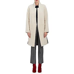 Boon The Shop Women's Suede-striped Shearling Coat-light Greige, Spice Band