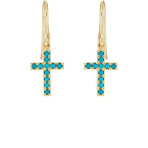 Jennifer Meyer Women's Turquoise Cross Drop Earrings-turquoise