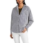 Atm Anthony Thomas Melillo Women's Boyfriend Oversized Striped Cotton Poplin Shirt - Blue