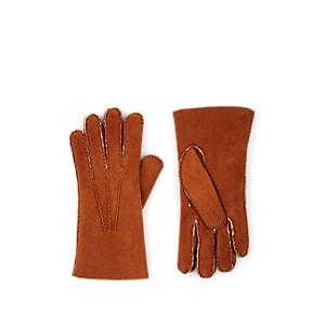 Barneys New York Men's Shearling-lined Leather Gloves - Beige, Tan