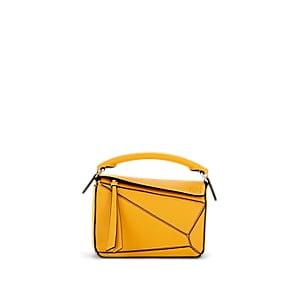 Loewe Women's Puzzle Mini Leather Shoulder Bag - Yellow Mango