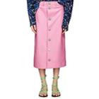 Balenciaga Women's Snap-detailed Leather Midi-skirt - Pink