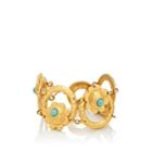 Stazia Loren Women's Imitation Turquoise Floral Bracelet-gold