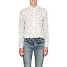 Saint Laurent Men's Star-print Cotton Voile Shirt - Cream