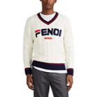Fendi Men's Fendi Mania Embroidered Wool Sweater - White