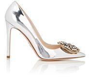 Prada Crystal Medallion Pumps-silver